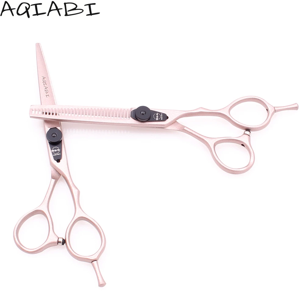 

Hairdressing Scissors 6" AQIABI 440C Rose Gold Barber Scissors Straight Shears Thinning Shears Salon Hair Scissors Add Bag A9015