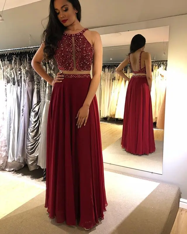 Gorgeous-New-Long-Prom-Dresses-2019-O-Neck-Sleeveless-Floor-Length-A-Line-Beading-Chiffon-Evening