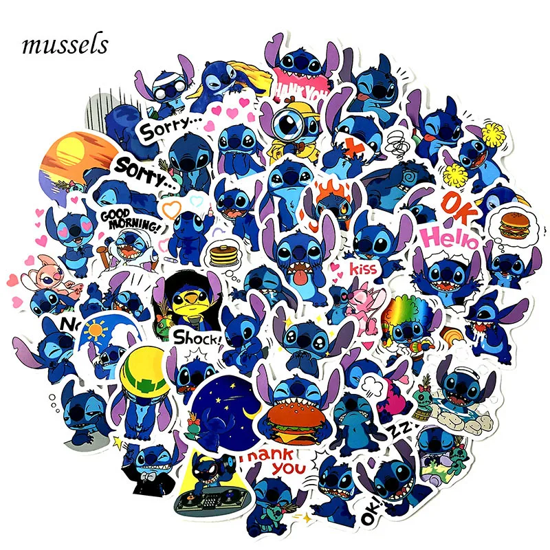 

50Pcs/Set Lovely Stitch Cartoon Stickers For Motorcycle Refrigerator The Portable Notebook Pvc