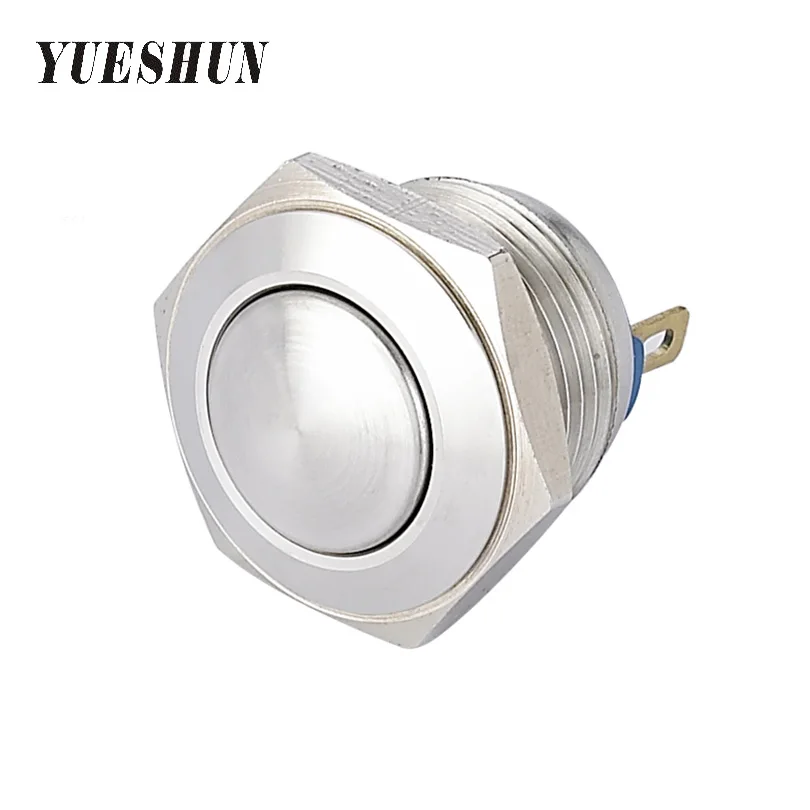 YUESHUN 16mm 5pcs Push Button Switch Stainless Steel Momentary