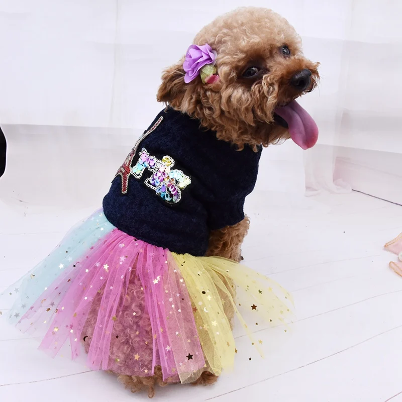 Cute Dog Tutu Dress for Girls Dogs Puppy Princess Dress Colorful Lace Skirt Pet Clothes Wedding Cupcake Apparel for Doggy