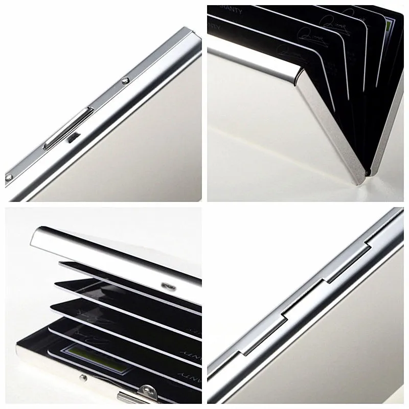 QOONG Custom Lettering Stainless Steel RFID Blocking Business Men Women Credit ID Card Holder Metal Card Case Travel Card Wallet QOONG Custom Lettering Stainless Steel RFID Blocking Business Men Women Credit ID Card Holder Metal Card Case Travel Card Wallet