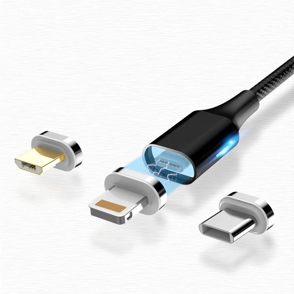 

LED Magnetic Fast Charging Micro USB Type C Lighting Cable For iPhone XR XS Max X 6 7 8 Plus Xiaomi Huawei Magnet Data Cables