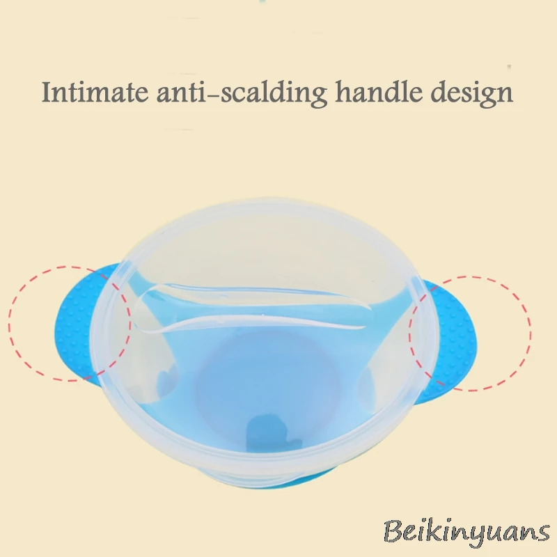Детская небьющаяся миска для кормления и присоска+ обучающая ложка с датчиком температуры, посуда, миска