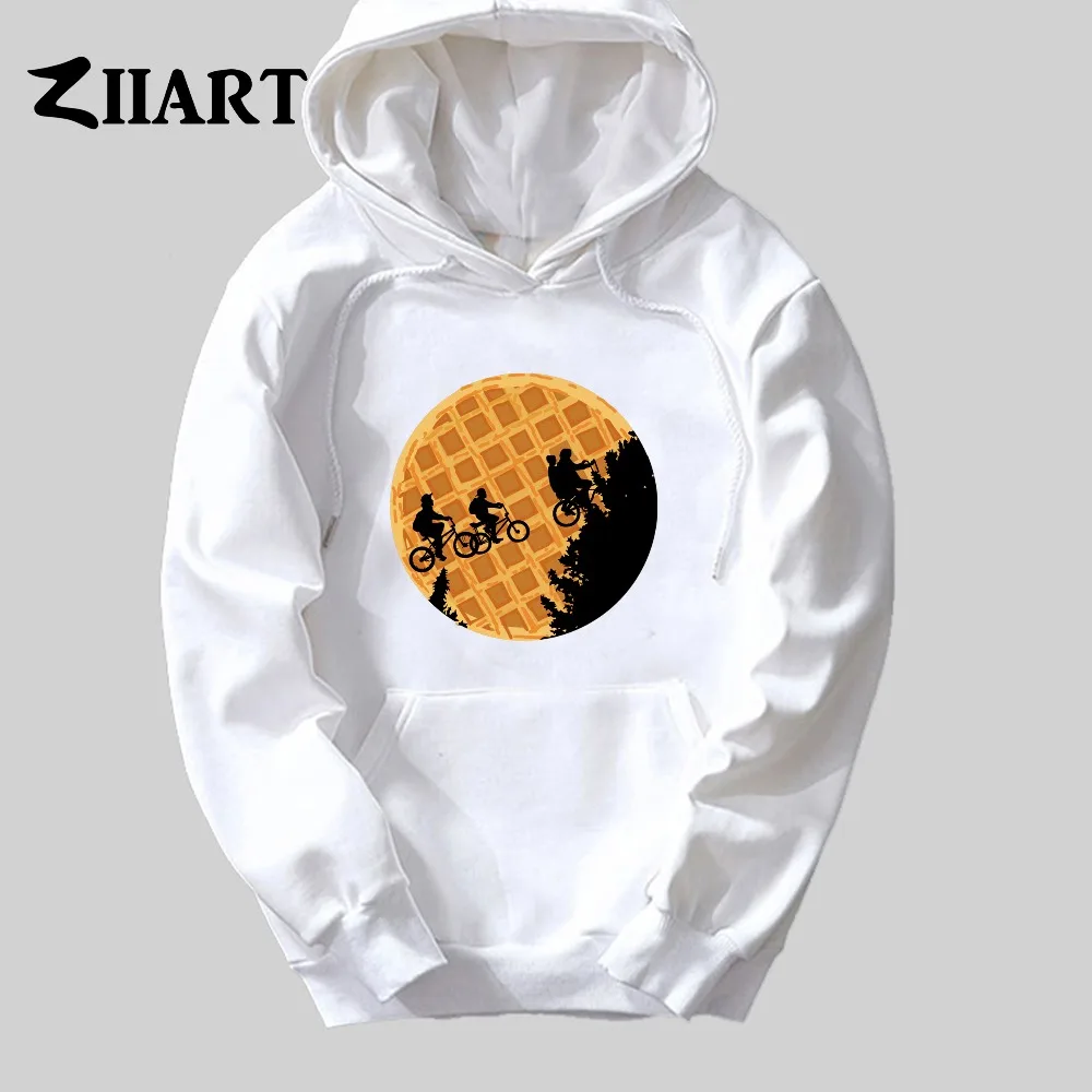 

bikes trees Waffle Cookies Stranger Things Eleven Nancy Mike Wheeler Dustin girls woman female autumn winter fleece hoodies
