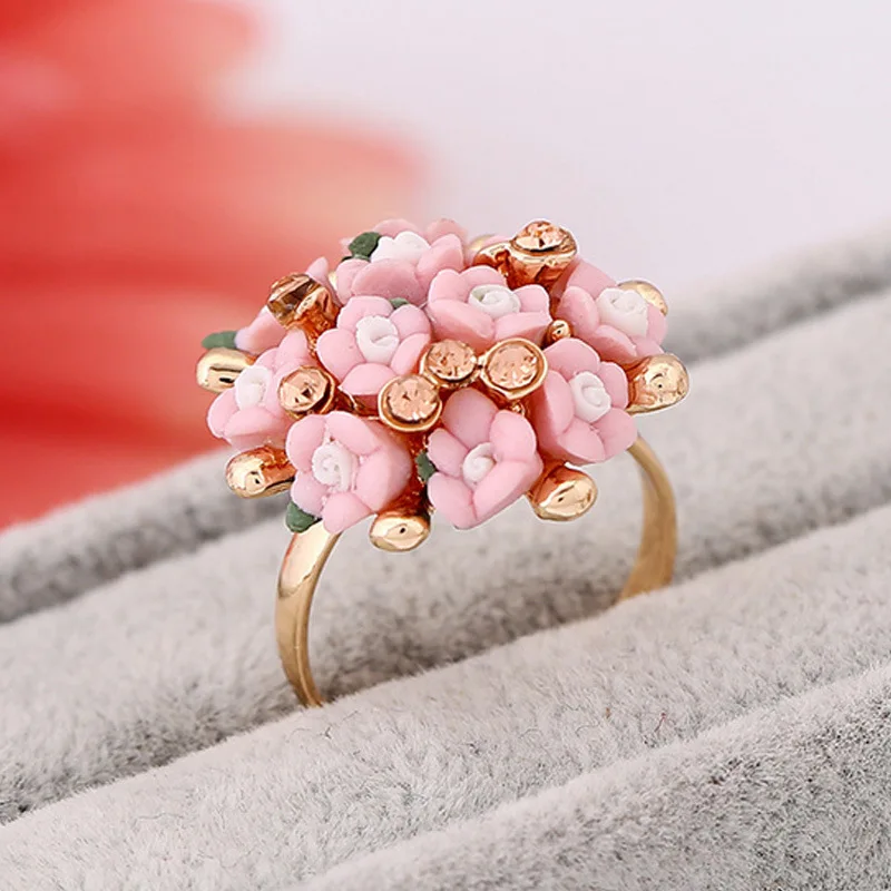 

Personality Flower Adjustable Rings for Women Rose Bunch of Flowers Party Charming Ring for Female Engagement Ring for Women