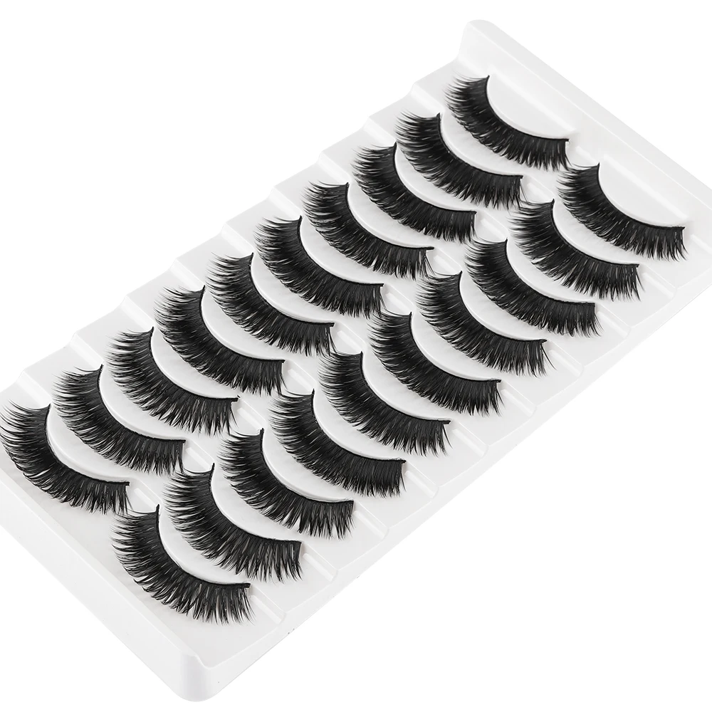

10 Pairs 3D False Eyelashes Thick Long Wispies Eye lashes Handmade Soft Natural Cross Lashes Eyelash Extension Makeup Tools
