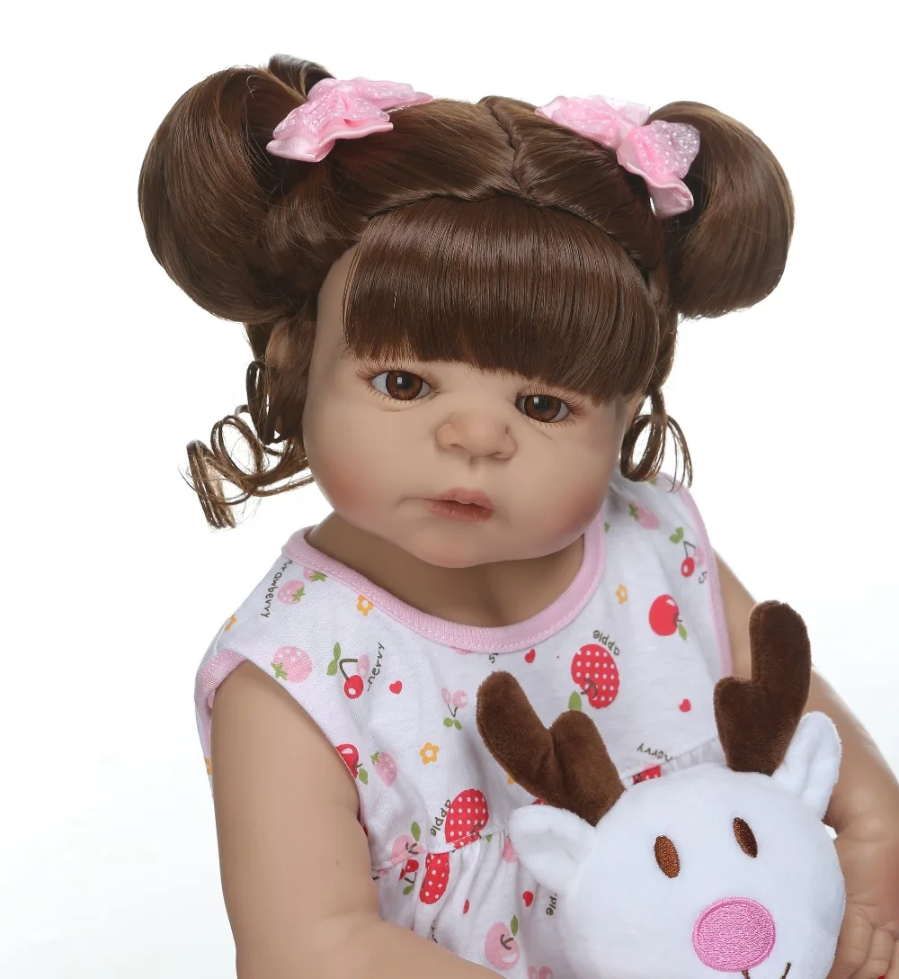 NPK 56 см slicone reborn baby doll в цвет загара кожа полное тело силиконовая bebe Кукла reborn игрушка для ванны куклы подарок на день рождения