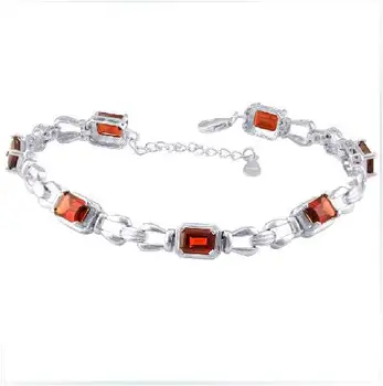 

Real Qi Xuan_Free Shipping Dark Red Stone Elegant Bracelets_S925 Solid Silver Fashion Bracelets_Manufacturer Directly Sales