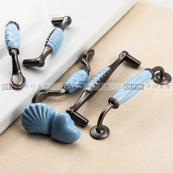 Shell Ceramic Handles and Pulls Cartoon Handle Cabinet Closet Drawer Handle and Knobs Furniture Kitchen Door Handle