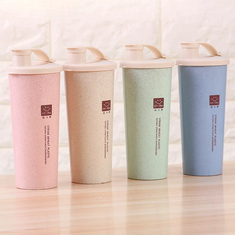 

New 450ml Protein Powder Shaker Water Bottle Wheat Straw BPA Free Mixer Sports Fitness Protein Shaker Milk Shake Bottle
