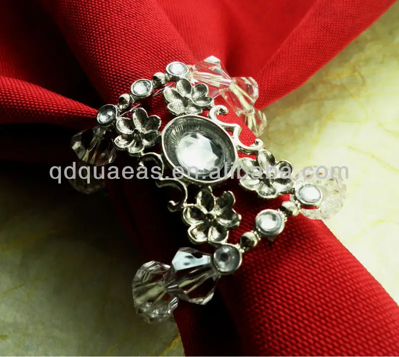 clear crystal metal beaded wedding napkin ring qn13030407