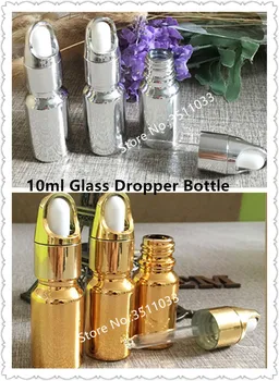 

10ML Glass Dropper Bottle Essential Oil Container Bottle Eye Essence Cosmetic Bottle Small Glass Pipette Container Gold Silver