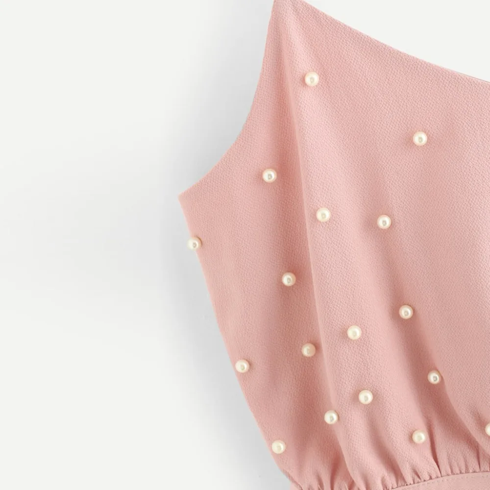 Летние пикантные женские топы женские Camisola модные женский жилет майка с оборочками топы без рукавов Твердые Перл Бисер майки