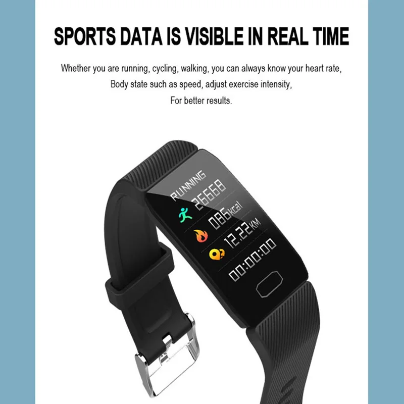 Умный Браслет фитнес-трекер пульсометр кровяное давление мониторинг сна погода IP67 водонепроницаемый спортивный браслет для мужчин и женщин