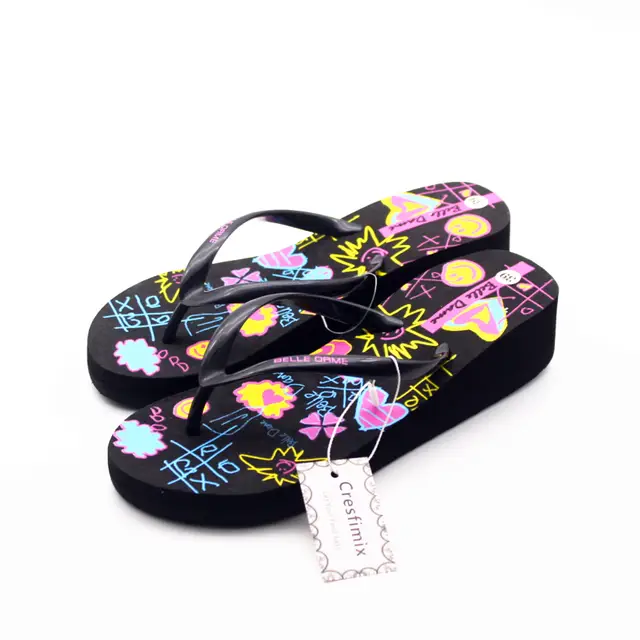 multi colored flip flops