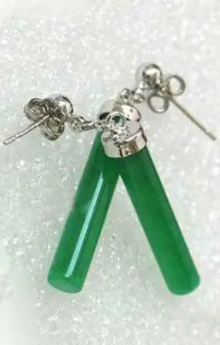 

Free shipping Chinese Jewelry green Chalcedony sway earring AAA