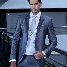 Классный комплект из 3 предметов Для мужчин костюмы Элегантный Формальные таможенные сделал(куртка+ брюки+ галстук-бабочка+ жилет) максимумом нагрудные мода одна кнопка мужской костюм