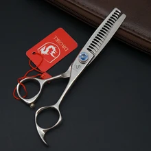 Высший сорт drgskl 18 зубов истончение волос sciaaors 6.0 дюймов профессионального парикмахера парикмахерские ножницы волосы тонкие ножницы+ сумка