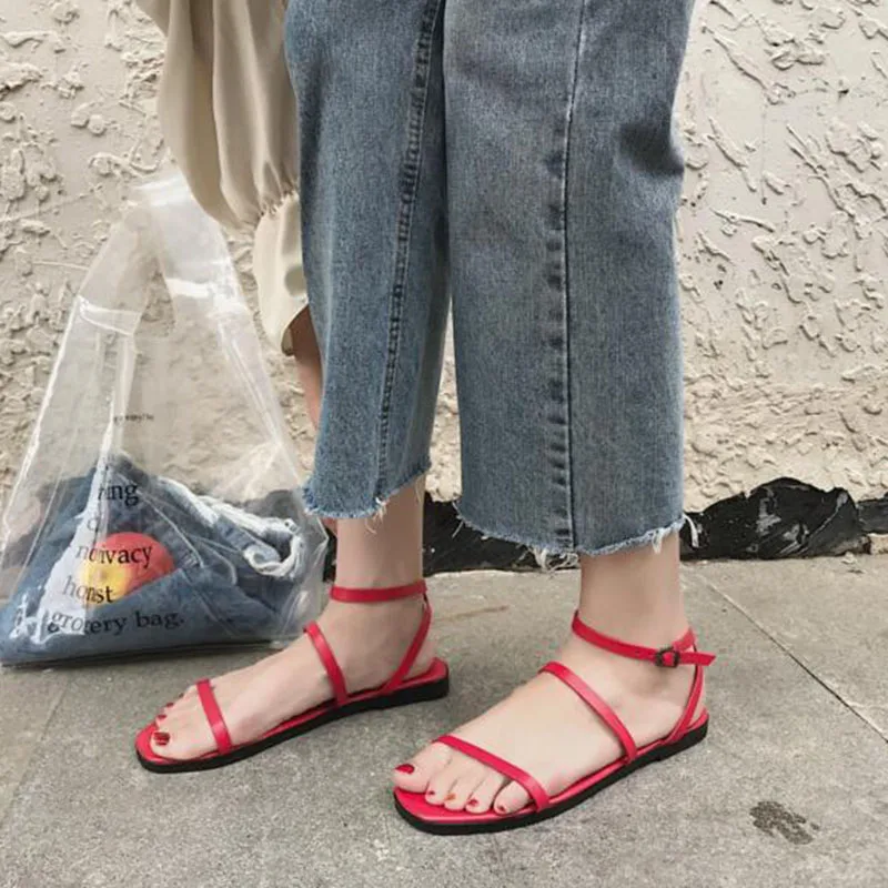 

Summer New Arrival Women Fashion Flats Sandals Shoes Open Toe Breathable Ankle Strap Buckle Design Sandals Shoes Non-slip