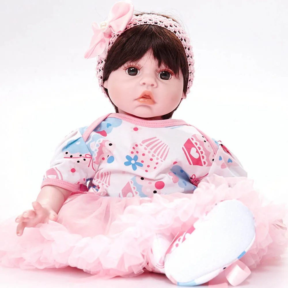 

50cm Lifelike Reborn Girl Doll Soft Silicone Newborn Baby Toy with Cloth Body Children Birthday Xmas Gift