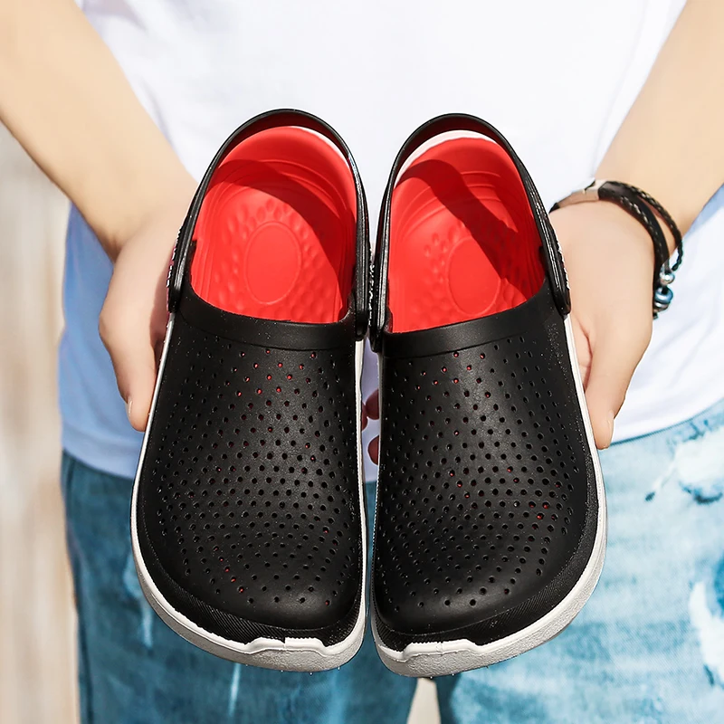 Мужские сандалии Летняя Пляжная обувь дышащая повседневная обувь на плоской подошве мужские кроссовки модные сандалии с отверстиями слипоны высокого качества