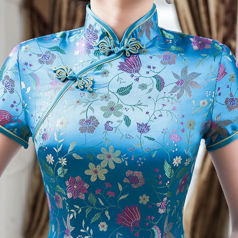 Для Женщин Парчи атласная Cheongsam Китайский традиционный Женский Короткое платье Qipao Новинка мини-платье Размеры S M L XL XXL lgd121