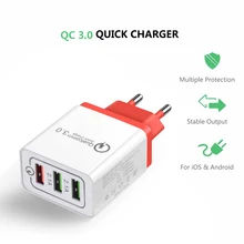 USB зарядное устройство QC3.0 2.1A Быстрая зарядка 3 порта EU US вилка адаптер питания дорожное настенное зарядное устройство розетка для iPhone samsung S8 S9