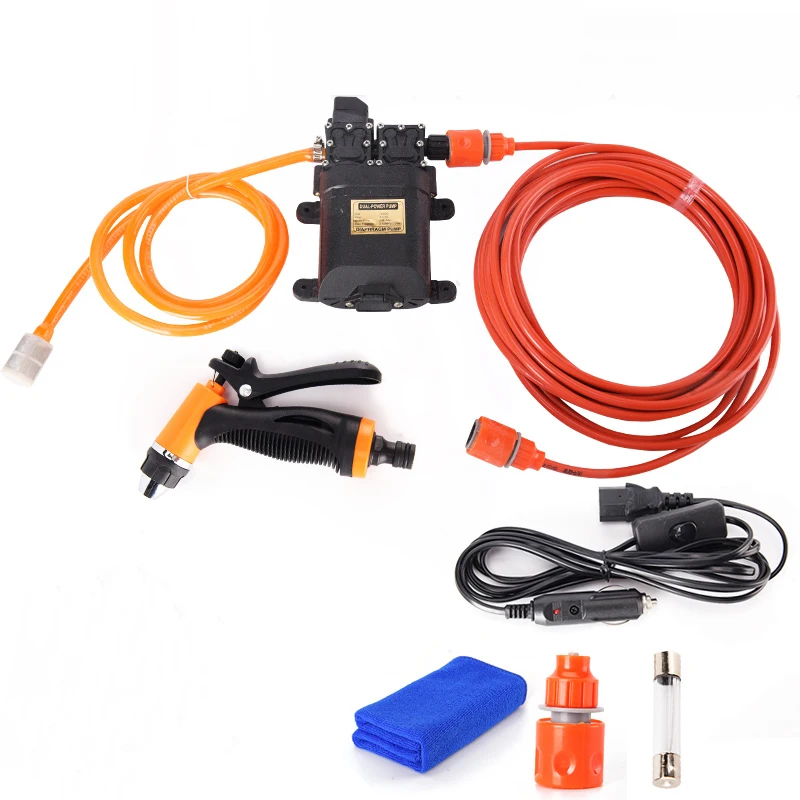 

Automatic High Pressure Double Head 100W Water Pump 12V 0.85Mpa Car Washer 8L/MIN Flow+ Accessories