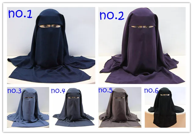 Мусульманская бандана шарф исламский 3 слоя Niqab Burqa капот хиджаб кепки головные уборы с вуалью черное покрытие лица абайя стиль обёрточная бумага головной убор