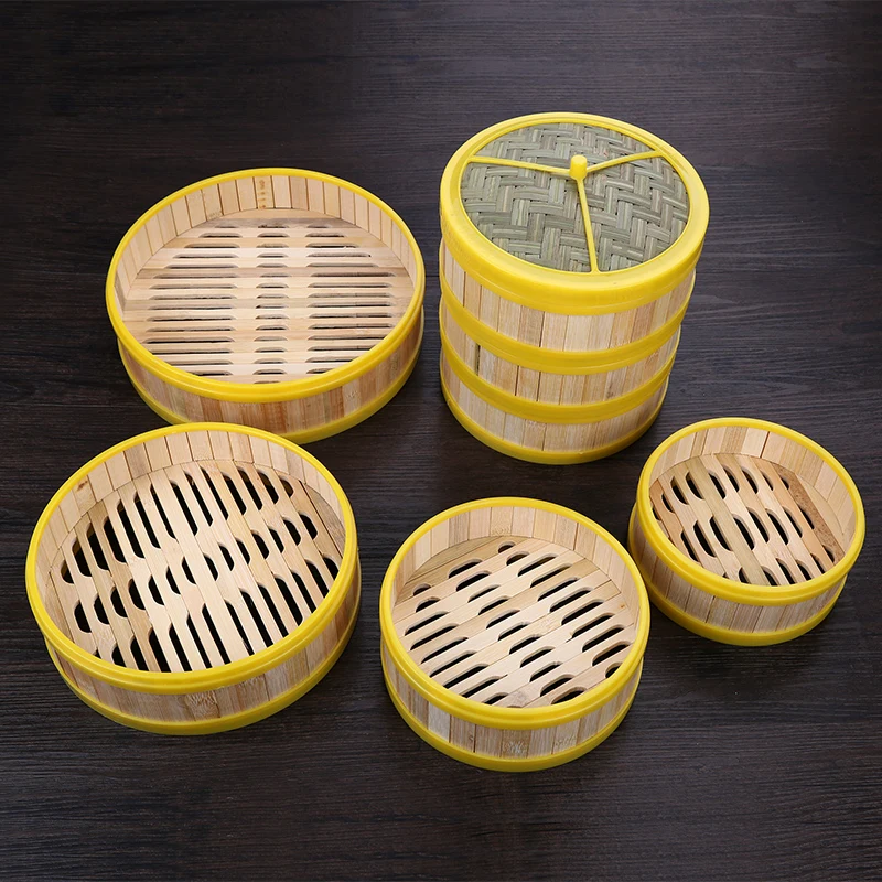 

Chinese kitchen natural bamboo steamer lid cover dumplings steamed stuffed bun Cantonese style tea restaurant steaming latt