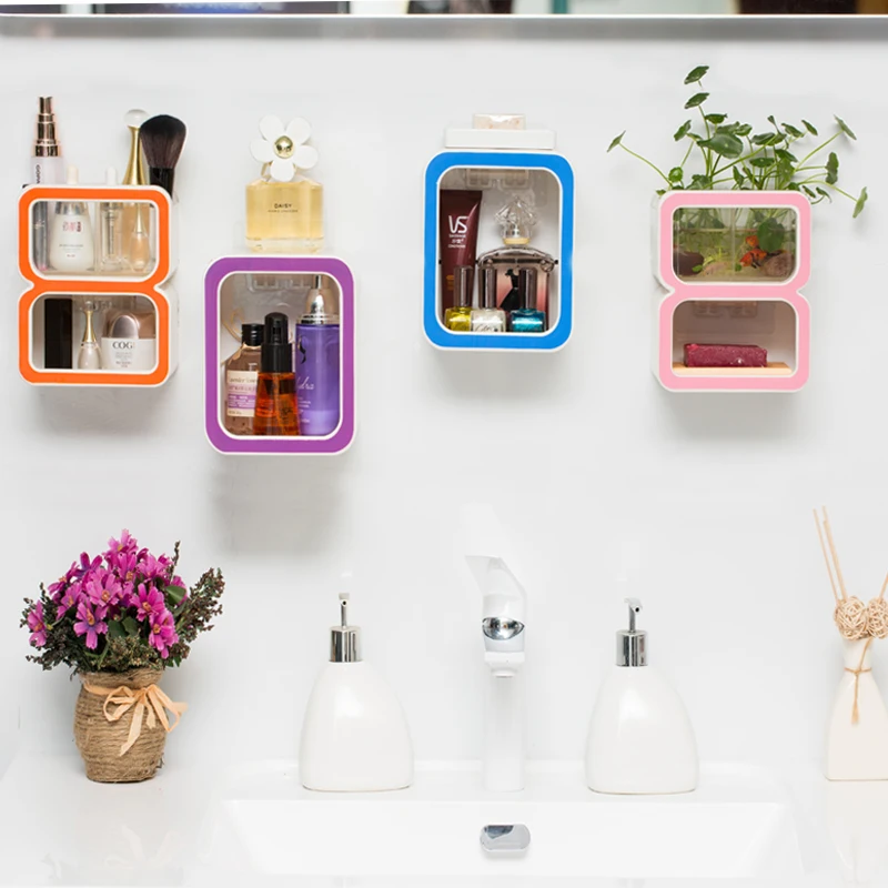 1 шт. креативная цифровая Пластиковая Полка для ванной комнаты, бесследная присоска, полка для мыла, присоска, полка для хранения туалета