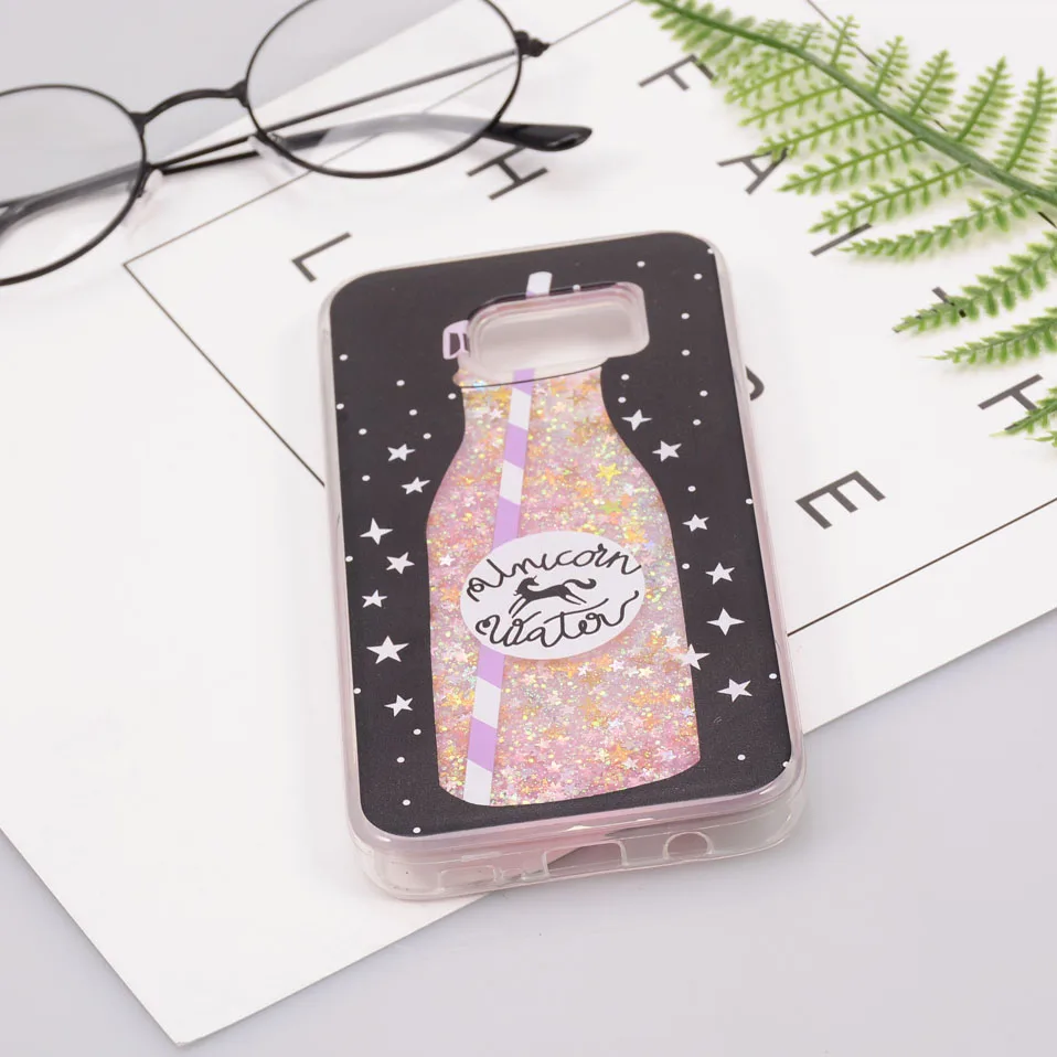 Reaoom for Samsung Galaxy S7 Edge Case Glitter Dynamic Liquid Star Quicksand Corlorful Bottle Unicorn Cover for Galaxy S7 Edge   (8)