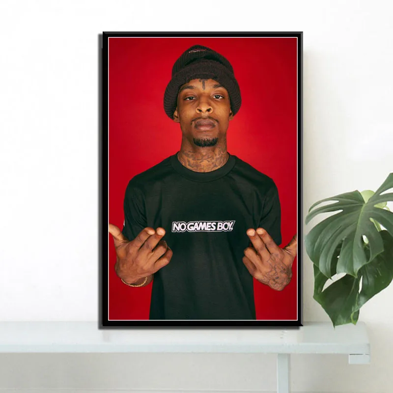 P551 21 Savage Rap музыкальная звезда хип хоп художественная живопись Шелковый Холст