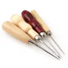 4Pcs/set 4 Styles Boxwood Redwood Gourd Canvas Leather Sewing Shoes Wood Handle Tool Awl Hand Stitching Taper Needle Tool Craft ► Photo 2/6