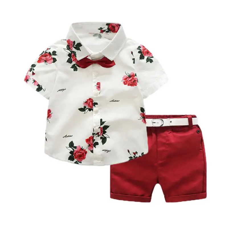 2018 Kids Boys Clothing Fashion Baby Boy Clothes Summer 2 Pcs Set Gentleman Flower Print Floral