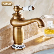 XOXO Ретро одной ручкой/отверстие Ванная Комната Раковина кран смесителя с керамической ручкой, хром античная черного и золотого цвета отделки 50045BT