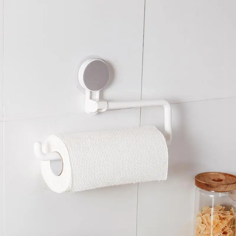 

Kitchen Accessories Storage Holder Vacuum Sucker Paper Towel Rack Adhesive Bathroom Towel Shelf Wall Hanging Roll Paper Rack
