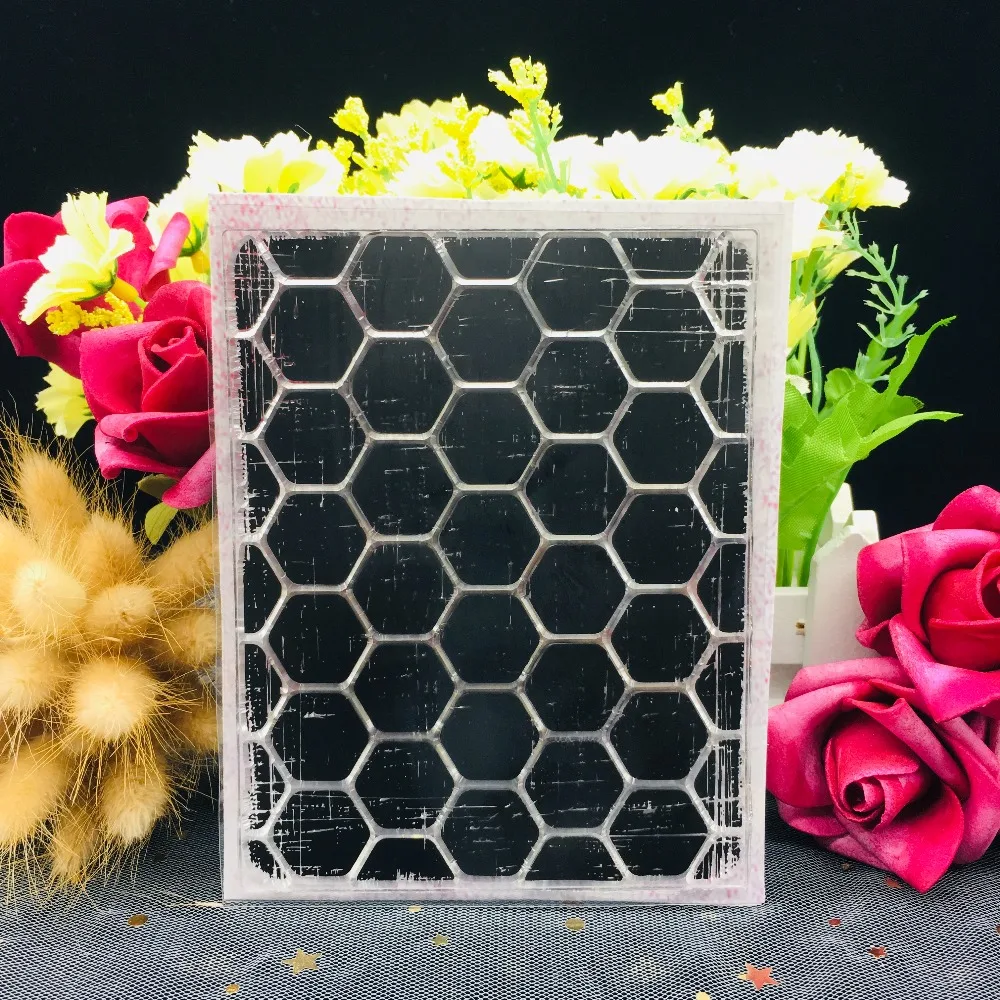 

Honeycomb Pattern Transparent Clear Silicone Stamp DIY Scrapbook Sticker Album Envelope Decoration Ordinary Rubber Stamps A304