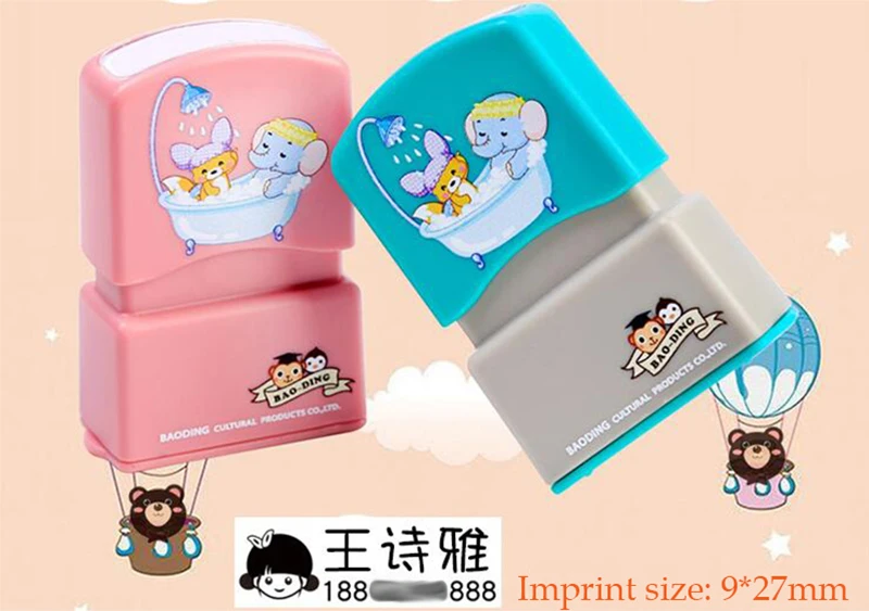 Customize English Russian Spanish Name Stamp Waterproof Baby Clothes Stamp Portable Personal Name Stamp