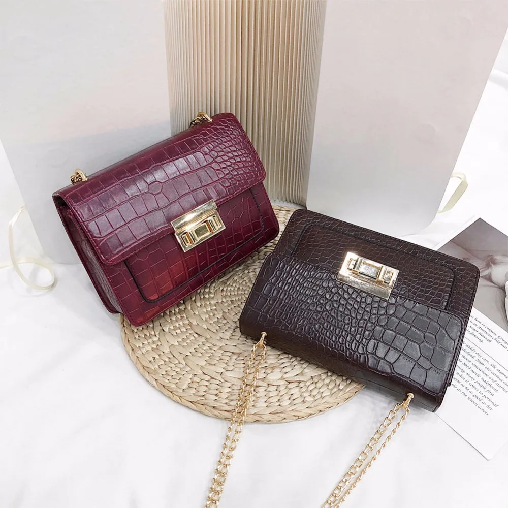 

Stone Pattern Crossbody Bags For Women 2019 Fashion Small Solid Colors Shoulder Bag Retro Chain Flap Female Handbags and Purses