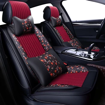 

Flax-leather car seat covers for lada kalina renault skoda rapid bmw e36 toyota corolla rx 570 mercedes w203 car seats protector