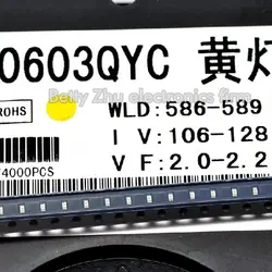 100 шт./лот 0603 SMD LED ярко-желтый светодиод 1608