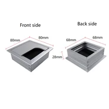 2pcs/lot 80x80mm Aluminum Alloy Table Desk Square Wire Cable Grommet Hole Cover Outlet Port