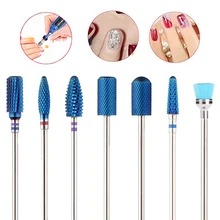 7 Тип ногтей Сверло Синий Покрытие Вольфрам карбида заусенцы ногтей Резак для кутикулы маникюр сверлильный станок Пилочки для ногтей аксессуары