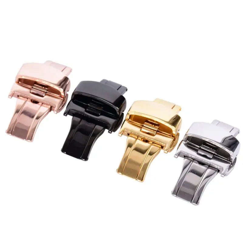 

Double Click Automatic Butterfly Buckle Watch Automatic Push Button Fold Deployment Clasp Strap Buckle 16 18 20 22 24mm Buckle