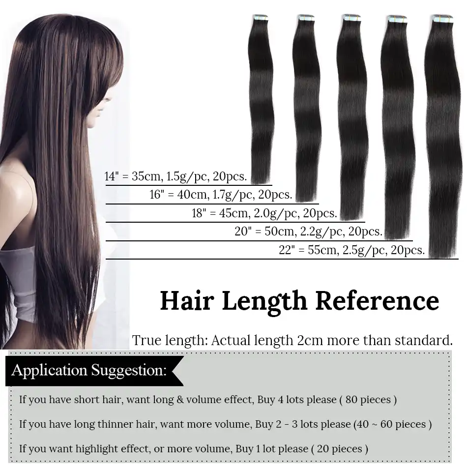 Mrs Hair Remy Tape In Hair Extension 14 18 22 20pc Straight