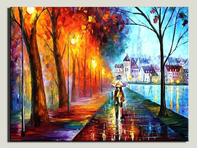 sell romantic couple walking in the rain hd picture couple painting