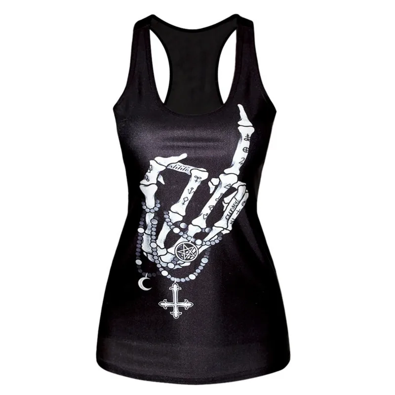 

Female T-shirt Women's Sleeveless Skulls Back T-shirts for Women Vest Pure Color Plus Size Women T-Shirts Tops Sexy ZM-06