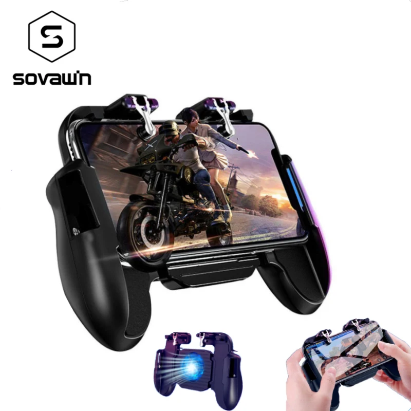 Sovawin H5 pubg Controller Joystick Cooling Fan Game Holder 2000mAh Power Bank Gamepad Controller l1r1 Trigger for Phone for IOS